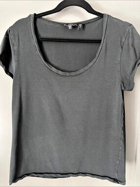 Theory Scoop Neck Short Sleeve Tee Gray Large